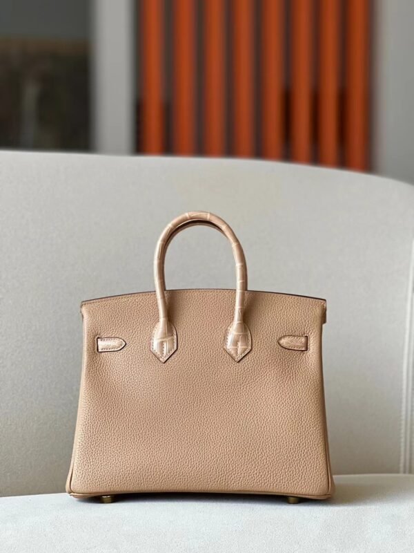 Hermes Birkin Togo & Matte Alligator crocodile OM Khaki Gold Hardware 25cm Full Handmade