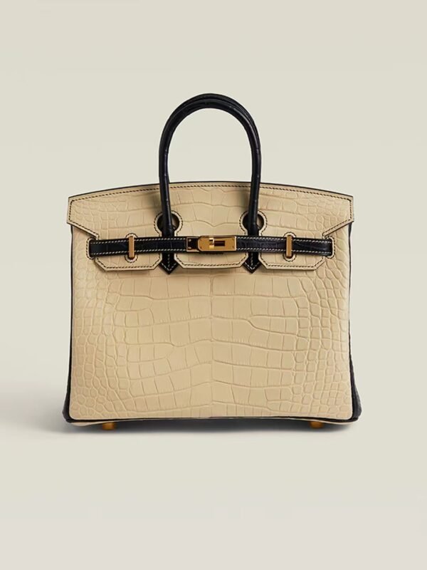 742c52238824c8f GPC Mode Birkin Matte Alligator crocodile vanilla & Black Gold Hardware 25cm Full Handmade