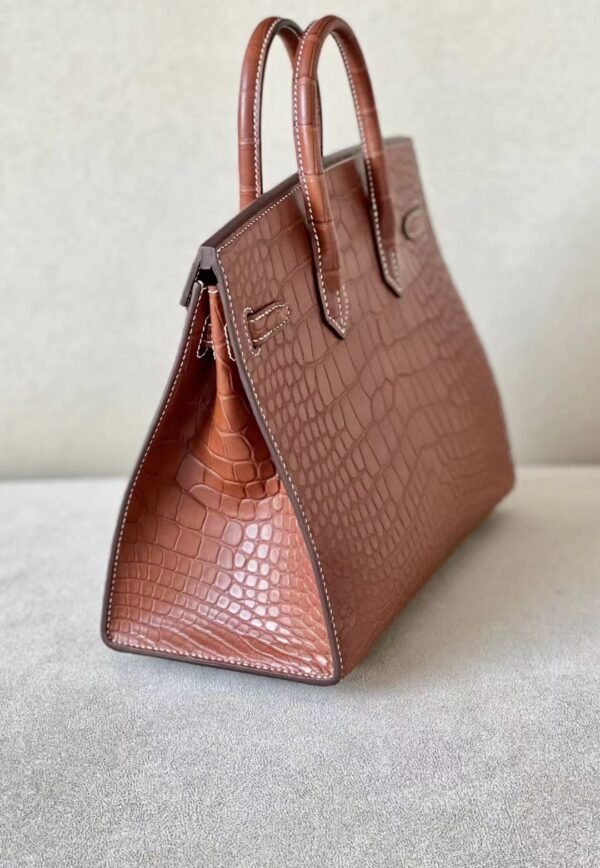 Hermes Birkin Matte Alligator CK37 Golden Brown Silver Hardware 25cm Full Handmade