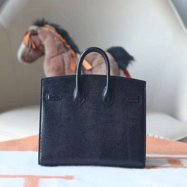 7491c9d8b0c9005 GPC Mode Birkin Lizard Leather CK89 Black Silver Hardware 20cm Full Handmade