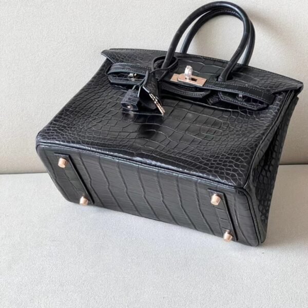 Hermes Birkin Matte Alligator crocodile CK89 Black Gold Hardware 25cm Full Handmade
