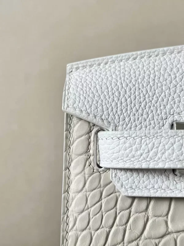 Hermès Birkin Togo & Swift & Chevre & Matte Alligator crocodile Grey white & Pure White & Light Blue Silver Hardware 20cm Full Handmade