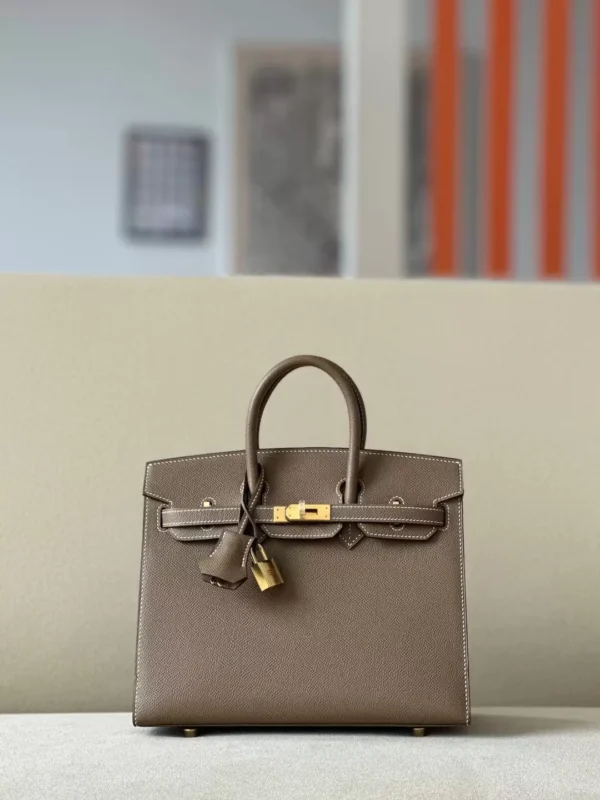 Hermes Birkin Epsom CK18 Etoupe Grey Gold Hardware 25cm Full Handmade