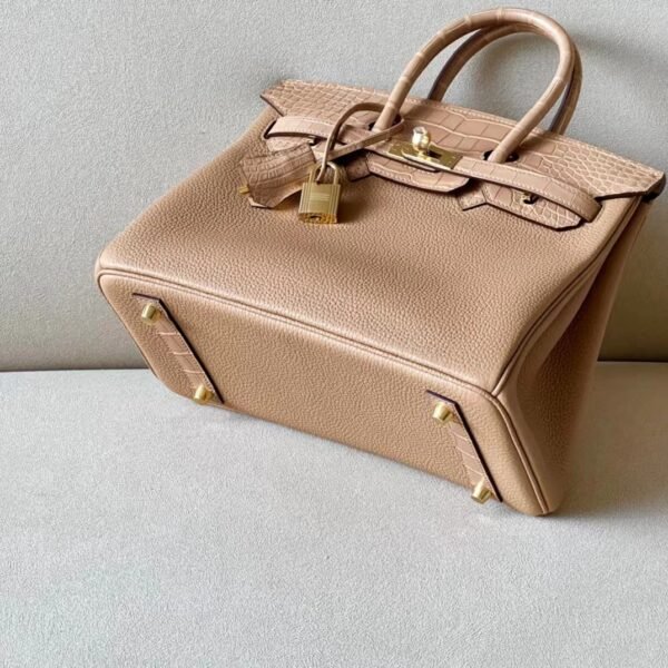 Hermes Birkin Togo & Matte Alligator crocodile OM Khaki Gold Hardware 25cm Full Handmade