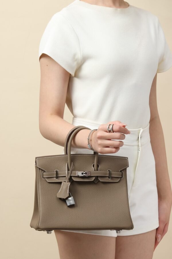 GPC Mode Birkin Togo Leather CK18 Etoupe Grey Silver Hardware 25cm Full Handmade