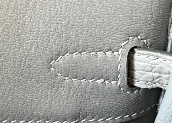 Hermès Brink Matte Alligator crocodile 6U Mint green & 80 Pearl grey Silver Hardware 25cm Full Handmade