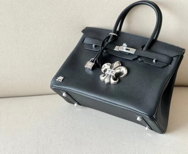 Hermes Birkin Chrome hearts Togo Black Silver Hardware 30cm Full Handmade