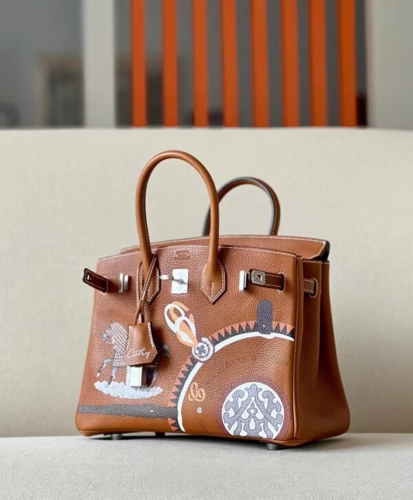 Hermes Birkin Barenia CK37 Golden Brown Silver Hardware 25cm Full Handmade