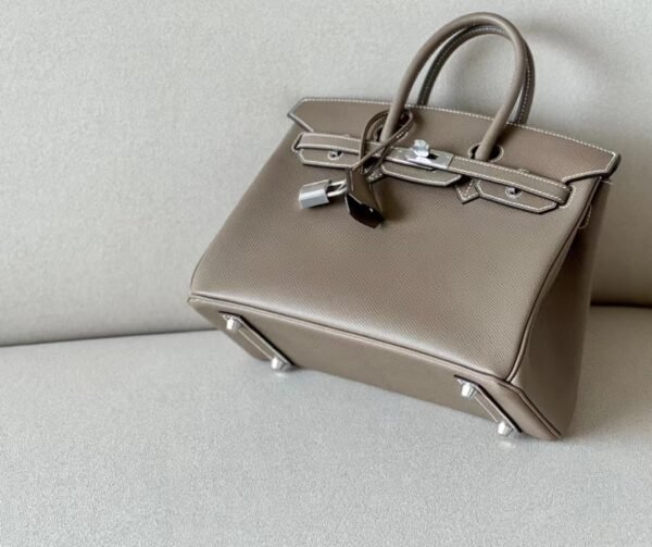 Hermès Birkin Epsom CK18 Etoupe Grey Silver Hardware 25cm Full Handmade