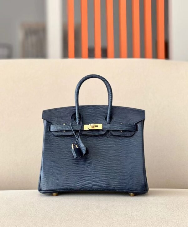 Hermes Birkin Lizard 73 gem blue Gold Hardware 25cm Full Handmade