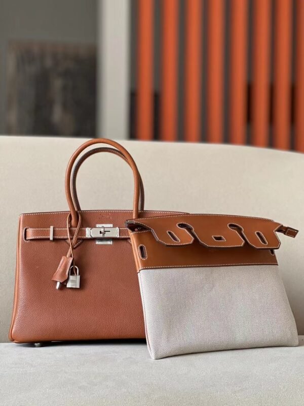 Hermes Birkin Barenia CK37 Golden Brown Silver Hardware 30cm Full Handmade