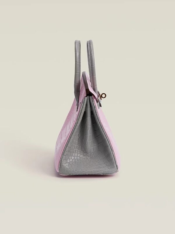 GPC Mode Birkin Matte Alligator crocodile Pink & Pearl grey Gold Hardware 25cm Full Handmade