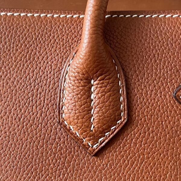 Hermes Birkin Barenia CK37 Golden Brown Silver Hardware 30cm Full Handmade