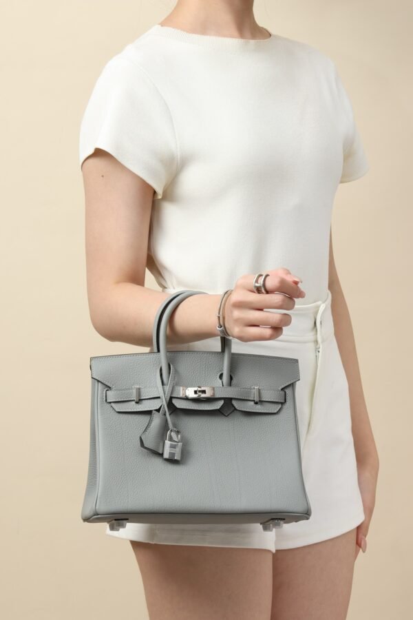 83f7228dd599652 GPC Mode Birkin Togo Leather 4Z Gull grey Silver Hardware 25cm Full Handmade