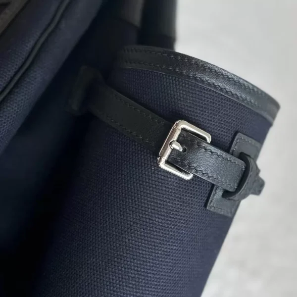 Hermès Birkin Swift & Canvas CK89 Black & 2Z Deep Blue Silver Hardware 40cm Full Handmade