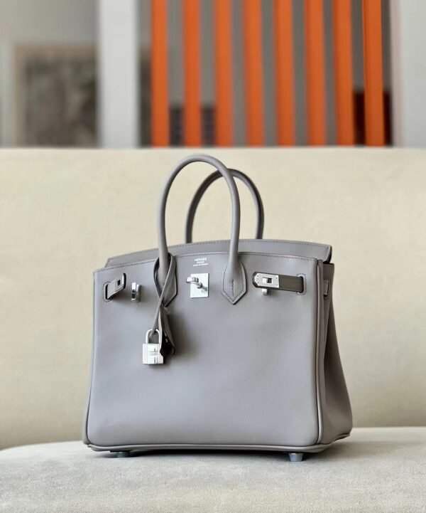 Hermes Birkin Swift 1F Grey Silver Hardware 25cm Full Handmade