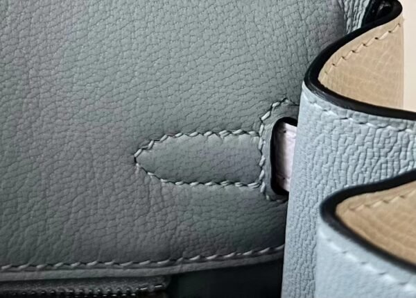 Hermes Birkin Epsom 8u Ice Blue & 10 Creamy White & 09 Light Purple Silver Hardware 25cm Full Handmade