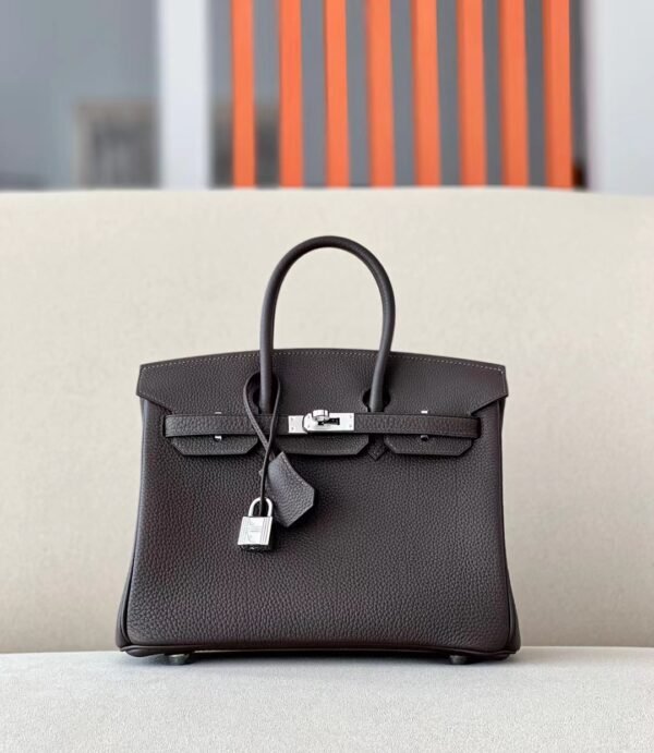 Hermes Birkin Togo Black Silver Hardware 25cm Full Handmade