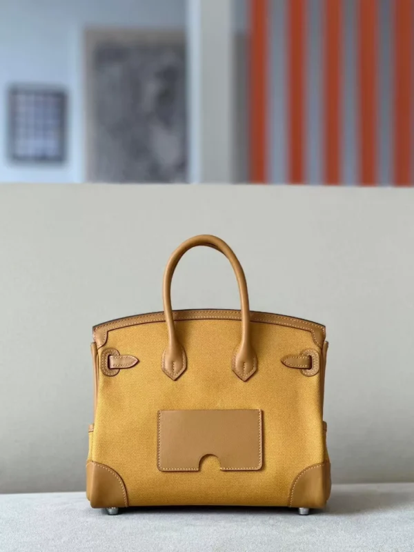 Hermès Birkin Canvas & Swift 2S Sesame yellow Silver Hardware 25cm Full Handmade