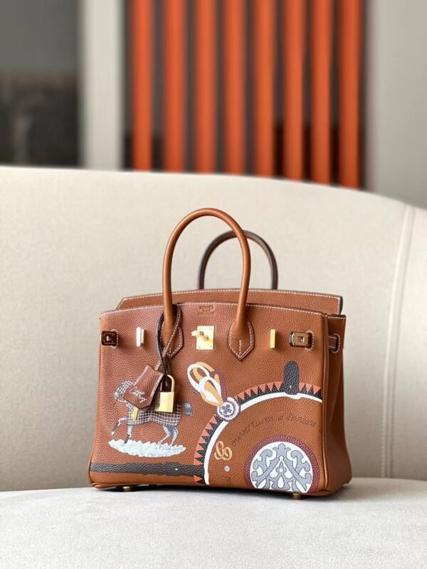 Hermes Birkin Barenia CK37 Golden Brown Gold Hardware 25cm Full Handmade