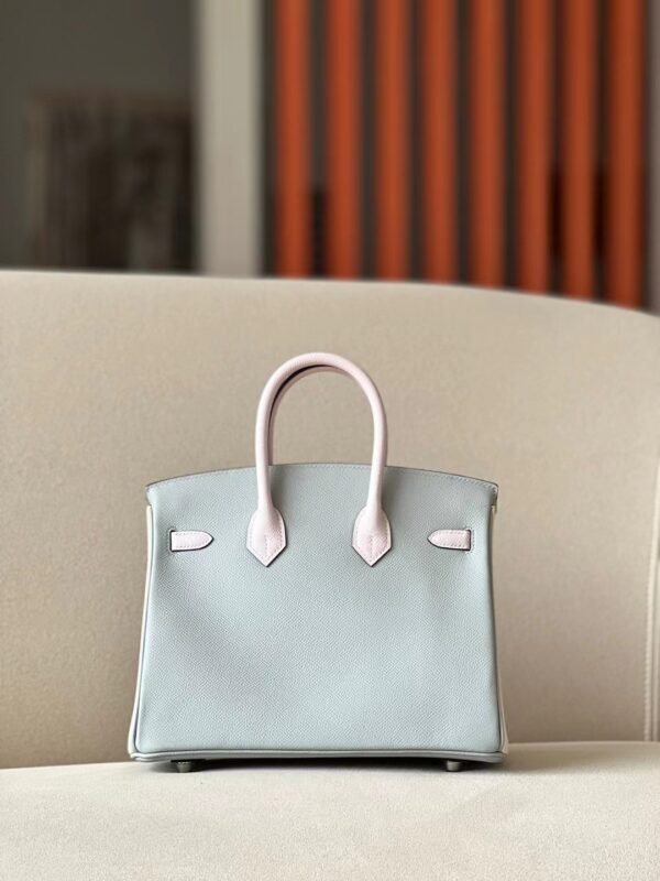 Hermes Birkin Epsom 8u Ice Blue & 10 Creamy White & 09 Light Purple Silver Hardware 25cm Full Handmade