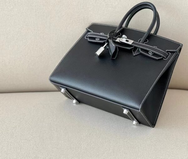 Hermes Birkin Epsom CK89 Black Silver Hardware 25cm Full Handmade