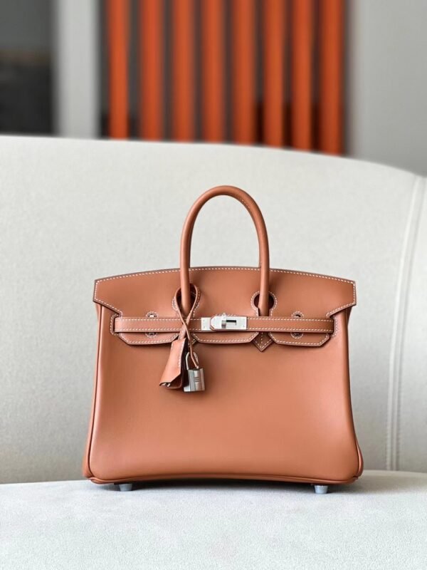 Hermès Birkin Swift CK37 Golden Brown Silver Hardware 25cm Full Handmade