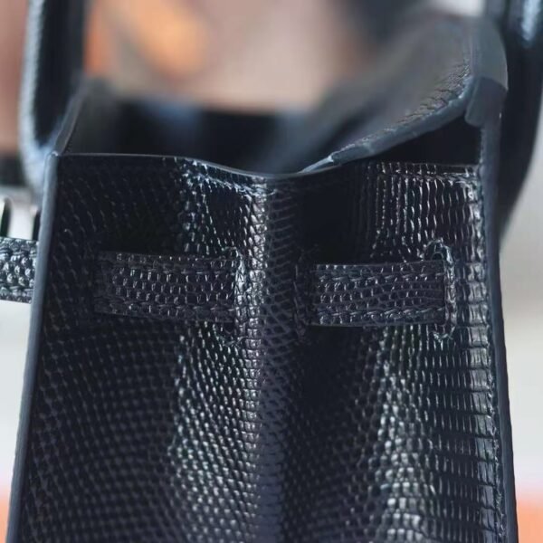 91dd669ba3c1ad6 GPC Mode Birkin Lizard Leather CK89 Black Silver Hardware 20cm Full Handmade