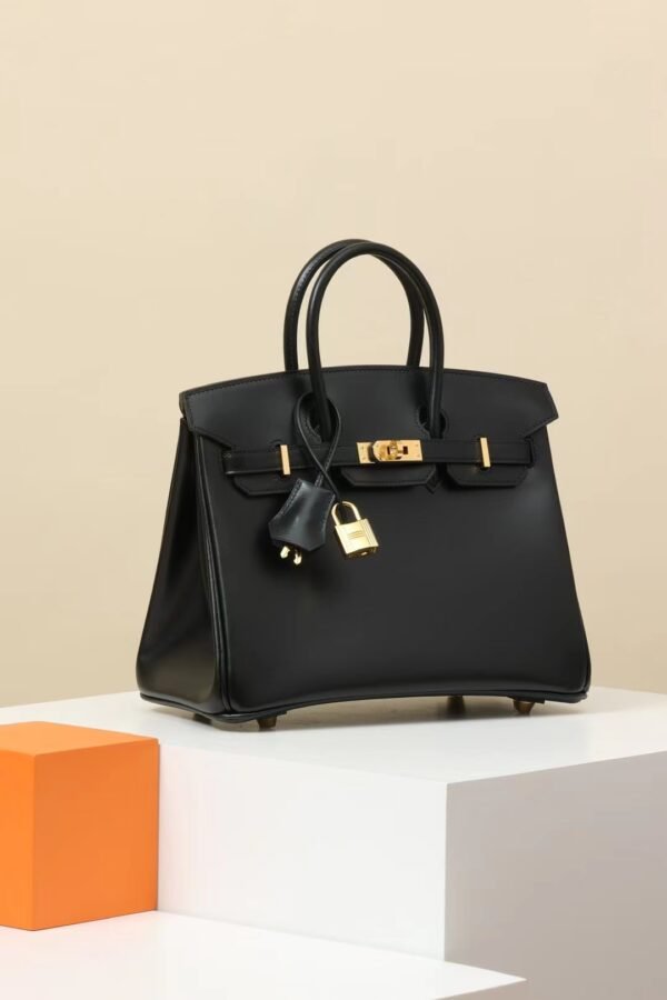 GPC Mode Birkin Shiny Box Leather CK89 Black Gold Hardware 25cm Full Handmade