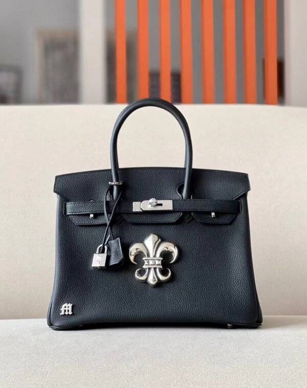 Hermes Birkin Chrome hearts Togo Black Silver Hardware 30cm Full Handmade