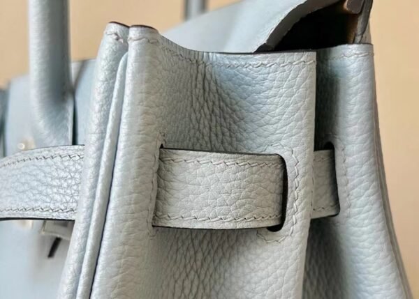 Hermes Birkin Togo J7 Linen blue & D0 Light Khaki Silver Hardware 30cm Full Handmade