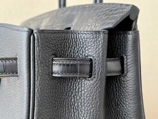 Hermes Birkin Togo & Matte Alligator CK89 Black Gold Hardware 25cm Full Handmade