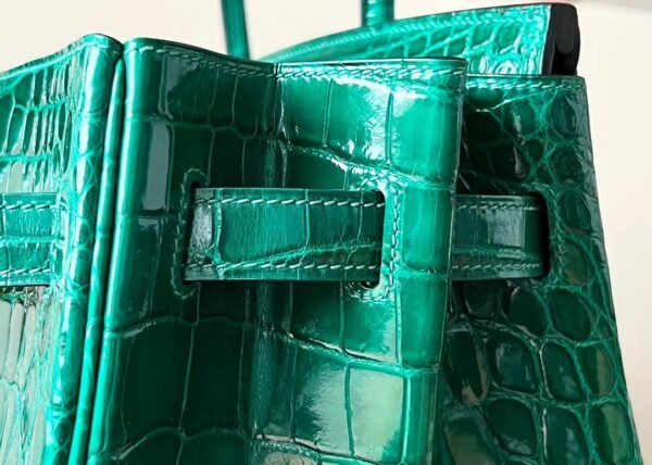 Hermes Birkin Shiny Niloticus crocodile 6Q jade green Gold Hardware 35cm Full Handmade
