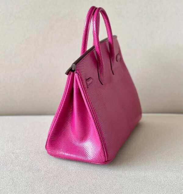Hermes Birkin Lizard Deep Rose Pink Silver Hardware 25cm Full Handmade