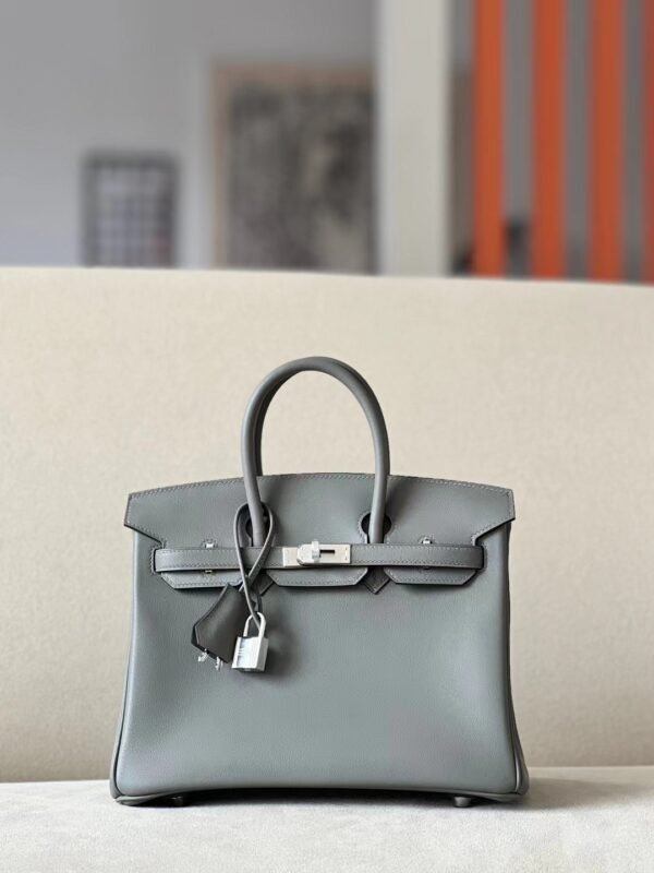 Hermès Brikin Swift 0L medium grey Silver Hardware 25cm Full Handmade