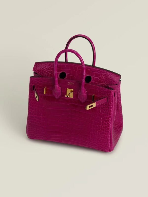 GPC Mode Birkin Shiny Alligator crocodile Violet Purple Gold Hardware 25cm Full Handmade