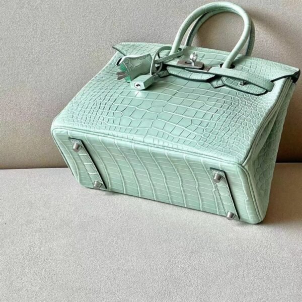 Hermes Birkin Matte Alligator crocodile 6U Mint green Silver Hardware 25cm Full Handmade