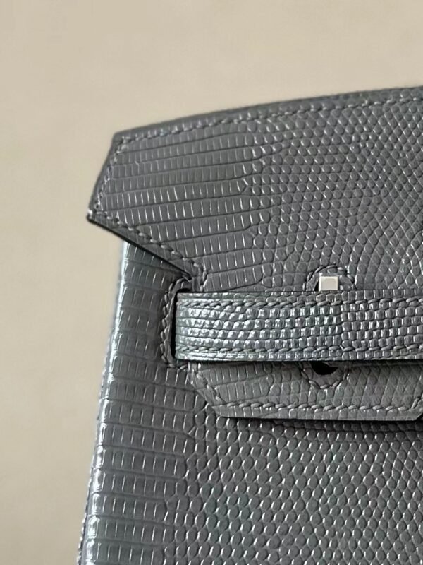 Hermès Brikin Lizard 85 Marbled grey Silver Hardware 25cm Full Handmade
