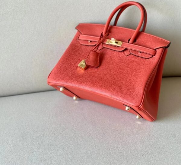 Hermes Birkin Togo Bright Red Gold Hardware 25cm Full Handmade