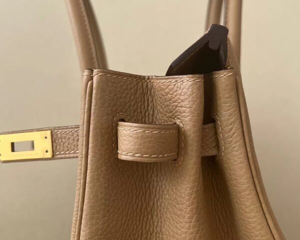 Hermès Brikin Togo OM Tea Khaki Gold Hardware 25cm Full Handmade