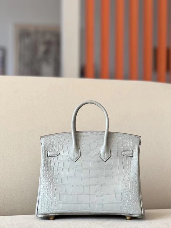Hermès Brink Matte Alligator crocodile 80 Pearl grey Gold Hardware 25cm Full Handmade