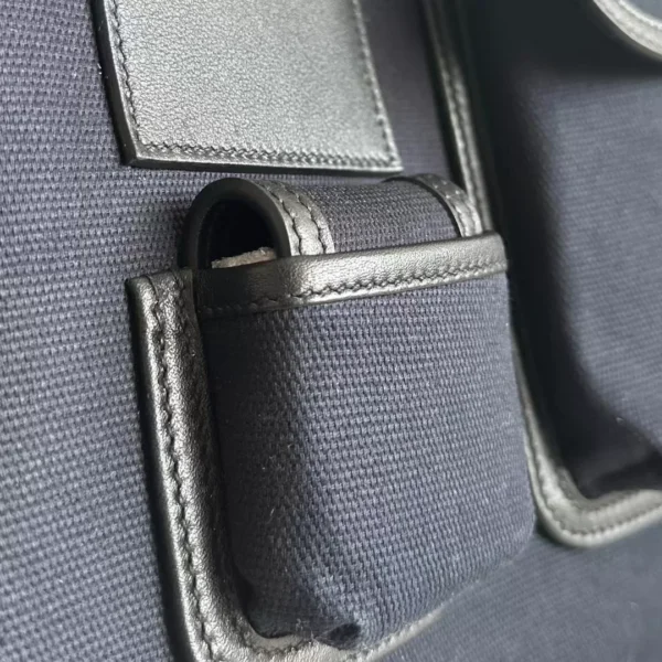 Hermès Birkin Swift & Canvas CK89 Black & 2Z Deep Blue Silver Hardware 40cm Full Handmade