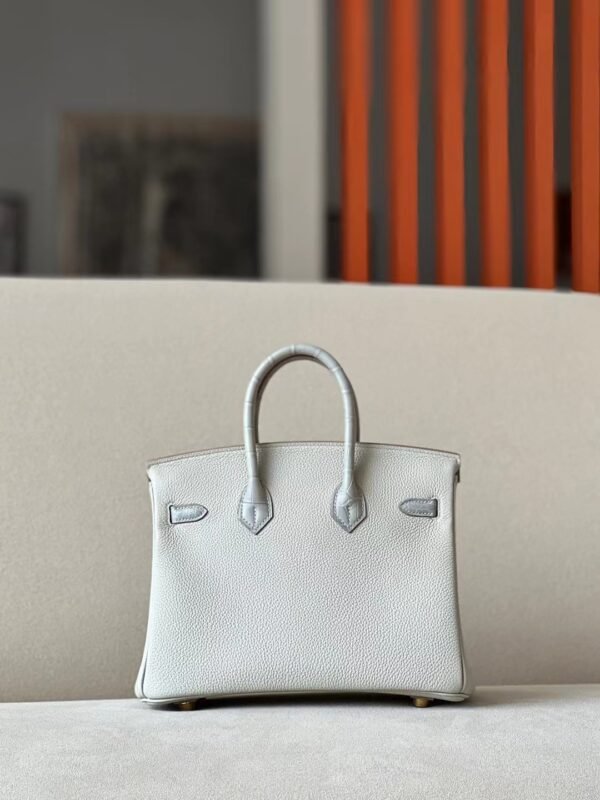 Hermes Birkin Togo & Matte Alligator crocodile 80 Pearl grey Gold Hardware 25cm Full Handmade