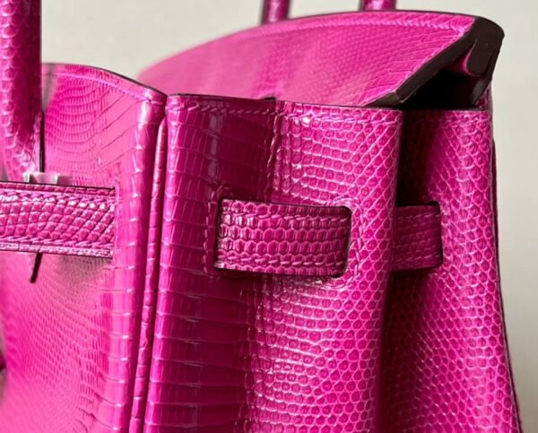 Hermes Birkin Lizard Deep Rose Pink Silver Hardware 25cm Full Handmade