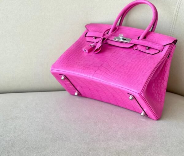 Hermès Birkin Matte Alligator crocodile 5R Rose Pink Silver Hardware 30cm Full Handmade