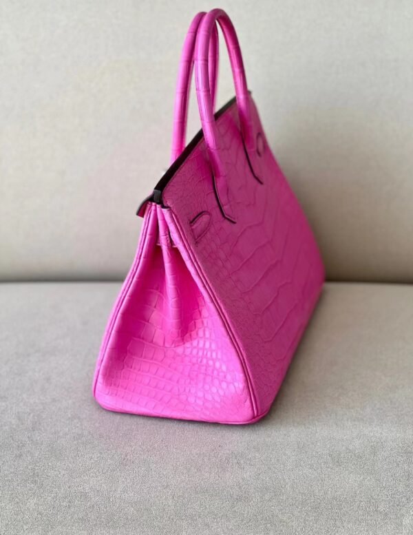 Hermès Birkin Matte Alligator crocodile 5R Rose Pink Silver Hardware 30cm Full Handmade