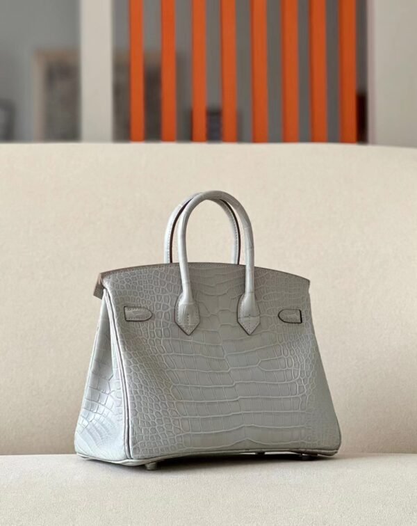 Hermes Birkin Matte Alligator crocodile 80 Pearl grey Silver Hardware 25cm Full Handmade