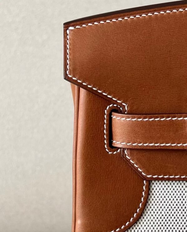 Hermes Birkin GARGO canvas & Barenia Brown & White & Blue Silver Hardware 35cm Full Handmade