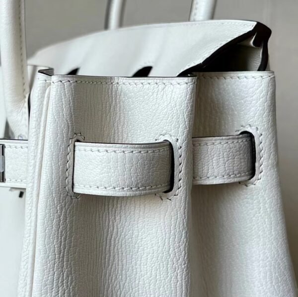 Hermes Birkin Chevre I2 Creamy White Silver Hardware 30cm Full Handmade