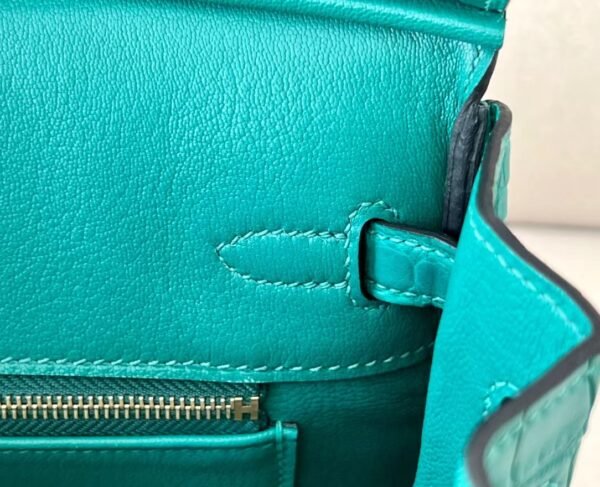Hermes Birkin Matte Alligator crocodile Z6 Malachite green Gold Hardware 25cm Full Handmade